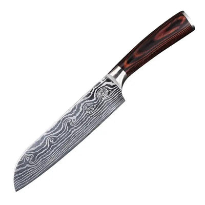 Carbon Steel 7 Inch Santoku Kitchen Knife for Home and Restaurant - Design Inn