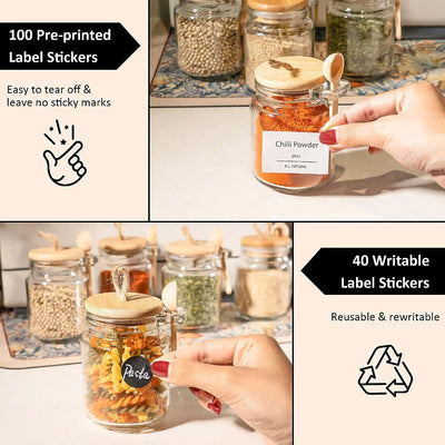 glass jars set with wooden lids